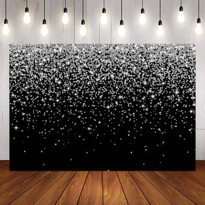 Mocsicka Black and Sliver Dots Theme Party Backdrop