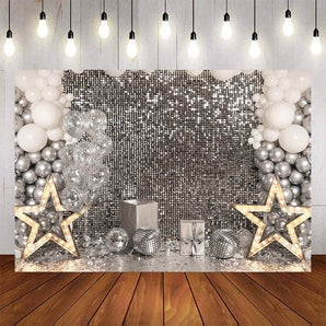 Mocsicka Balloons and Stars Sliver Dots Photo Background