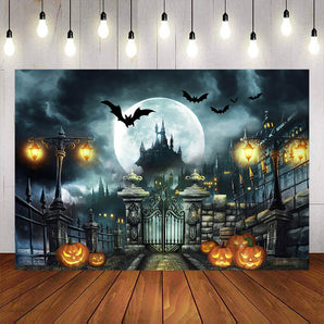 Mocsicka Happy Halloween Bright Moon and Castle Photo Banners-Mocsicka Party