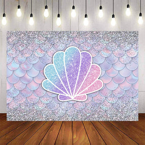 Mocsicka Shells and Scales Sliver Dots Birthday Party Background-Mocsicka Party