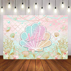 Mocsicka Sea Creature Shell and Pearl Birthday Backdrop-Mocsicka Party