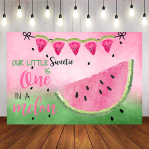 Mocsicka Our Little Sweetie is One Backdrop Watermelon Summer Cool First Birthday Party Prop-Mocsicka Party
