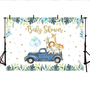 Mocsicka Little Animals Drive By on the Road Baby Shower Party Back Drops