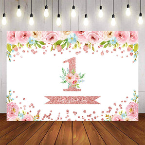 Mocsicka Spring Floral Theme First Birthday Party Backgrounds-Mocsicka Party