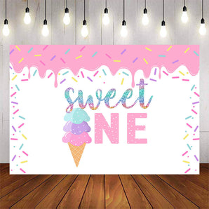 Mocsicka Ice Cream Theme Sweet One Birthday Party Backdrop-Mocsicka Party