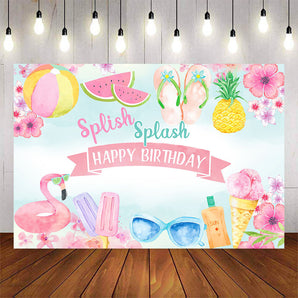 Mocsicka Splish Splash Summer Theme Happy Birthday Backdrop-Mocsicka Party