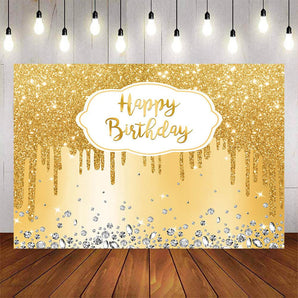 Mocsicka Golden Dots and Diamonds Happy Birthday Backdrop-Mocsicka Party