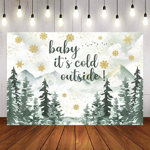 Mocsicka Baby It's Cold Outside Winter Snowflakes Baby Shower Backdrop