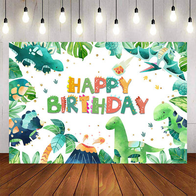 Mocsicka Dinosaur Baby Shower Backdrop Safari Jungle Green