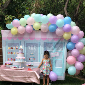 Mocsicka Dessert House Birthday Party Decor Blue Pink Baby Shower Backdrops-Mocsicka Party