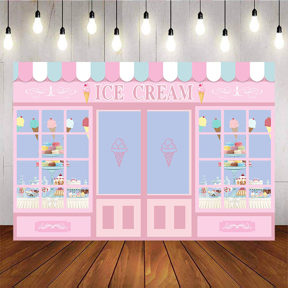 Ice Cream Dessert House Baby Shower Backdrop Custom Newborn Background ...