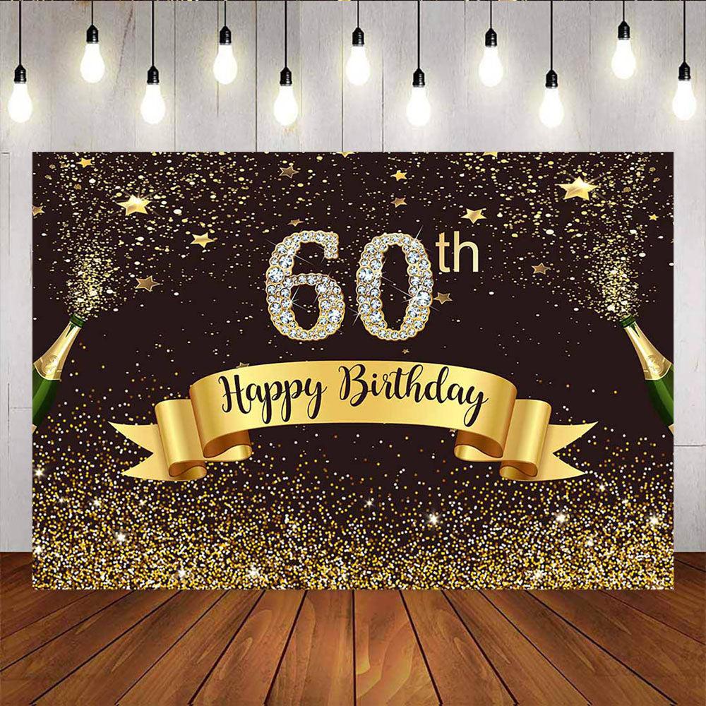 Diamonds 60th Birthday Party Supplies Champagne and Gold Dots Backdrop ...