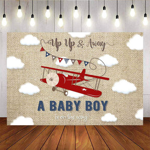 Mocsicka Adventure Theme Party Prop Retro Plane Boy Baby Shower Backdrop-Mocsicka Party