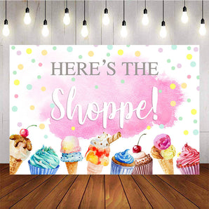 Mocsicka Ice Cream Theme Birthday Party Supplies Colorful Dots Dessert Photo Backdrop-Mocsicka Party