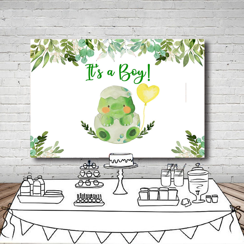 Mocsicka Dinosaur Baby Shower Backdrop Safari Jungle Green