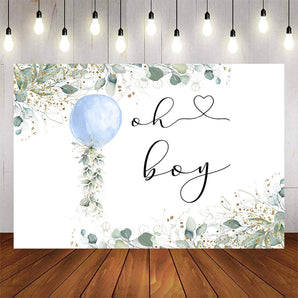 Mocsicka Balloon Oh Boy Baby Shower Party Backdrop-Mocsicka Party