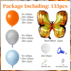 Mocsicka Balloon Arch Orange Butterfly Balloons Set Party Decoration