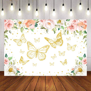 Mocsicka Golden Butterflies and Flowers Baby Shower Party Decor-Mocsicka Party