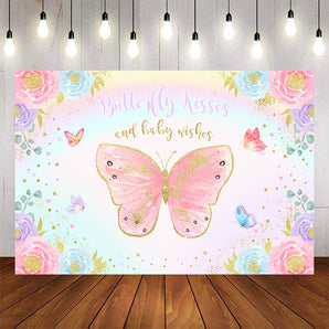 Mocsicka Spring Floral and Butterflies Baby Shower Background-Mocsicka Party