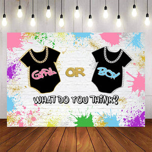 Mocsicka Girl or Boy Baby Suit Gender Reveal Party Banners-Mocsicka Party