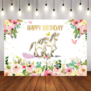 Mocsicka Spring Floral and Horses Happy Birthday Party Props-Mocsicka Party