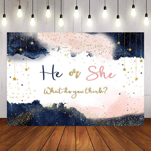 Mocsicka He or She Twinkle Little Stars Gender Reveal Background-Mocsicka Party