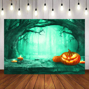 Mocsicka Green Big Tree and Pumpkin Halloween Theme Banners-Mocsicka Party