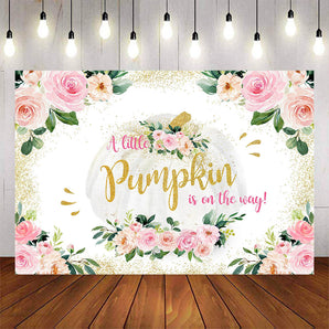 Mocsicka Little Pumpkin and Flowers Baby Shower Backgrounds-Mocsicka Party