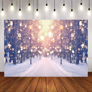 Mocsicka Winter Snow Scene and Halo Photo Backdrop-Mocsicka Party