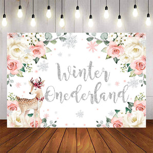 Mocsicka Little Deer Winter Wonderland Baby Shower Backdrop-Mocsicka Party