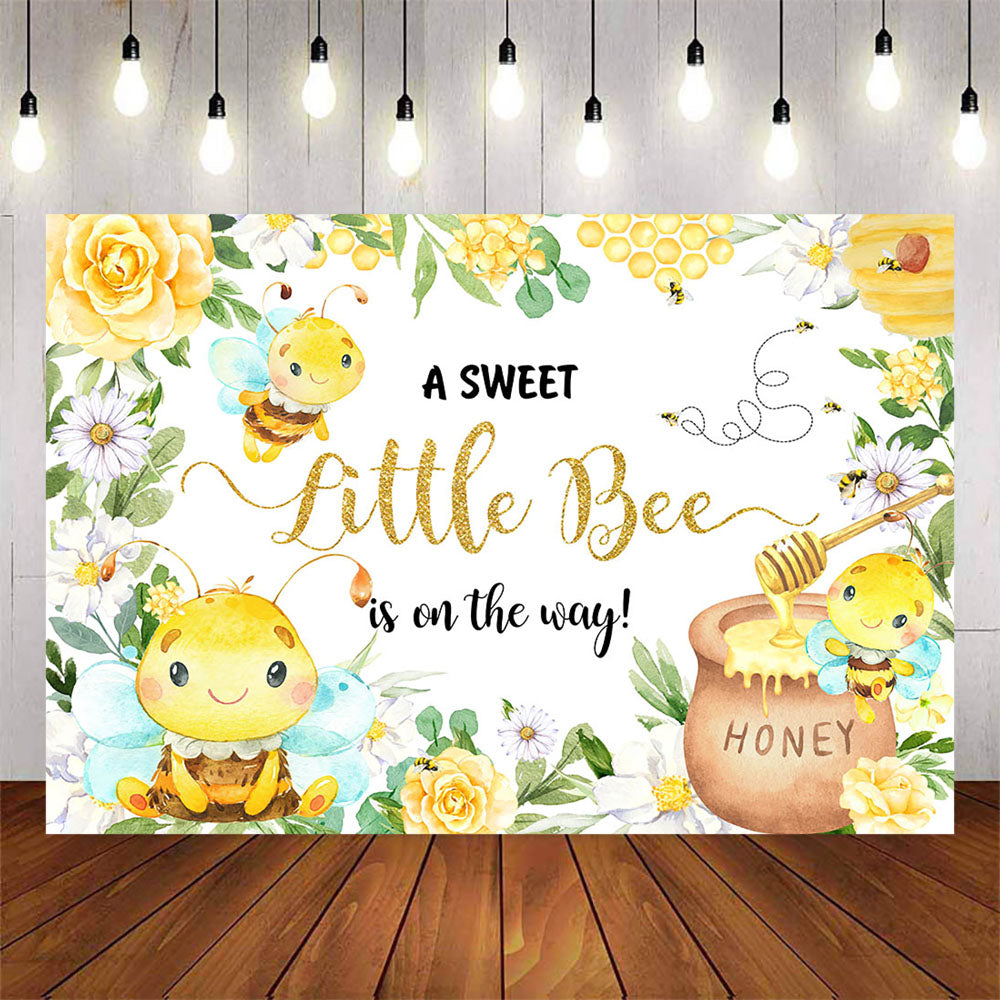 Mocsicka A Sweet Little Honey Bee is on the Way Baby Shower Backdrop ...