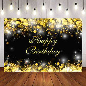 Mocsicka Golden Glowing Dots Happy Birthday Backdrop-Mocsicka Party