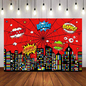 Mocsicka City Night Boom Happy Birthday Backdrop-Mocsicka Party