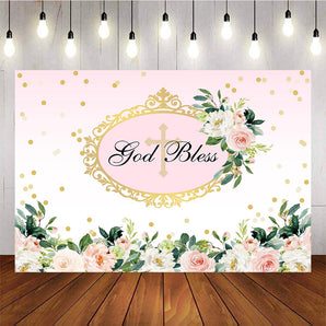 Mocsicka God Bless Baptism Backdrop Custom Baby Shower Photo Background-Mocsicka Party