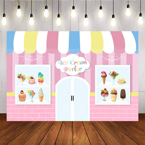 Mocsicka Ice Cream Parlor Background Dessert Cakes Birthday Party Props-Mocsicka Party