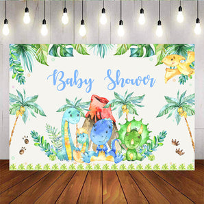 Mocsicka Little Dinosaur Baby Shower Backdrop Jurassic Forest Plam Trees Photo Background-Mocsicka Party