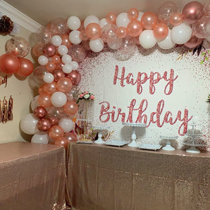 Mocsicka Pink Dots and Flowers Happy Birthday Party Backdrop-Mocsicka Party