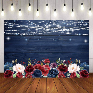 Mocsicka Glowing Dots and Flowers Blue Wooden Floor Backgrounds-Mocsicka Party