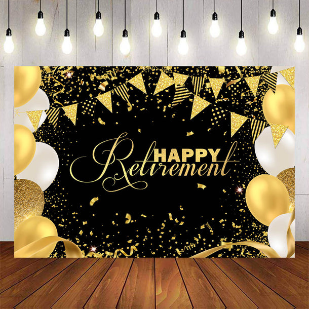 Mocsicka Balloons and Ribbon Happy Retirement Backdrop – Mocsicka Party