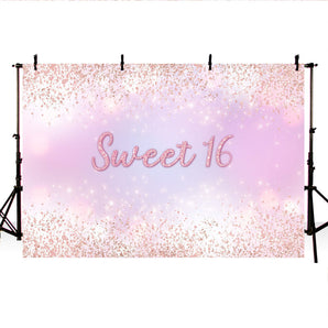 Mocsicka Sweet 16 Birthday Background Glowing Dots Photo Back Drops