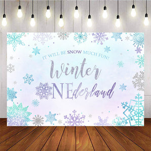 Mocsicka Winter Onederland Backdrop Snowflakes Baby Shower Decor Prop-Mocsicka Party