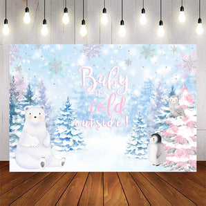 Mocsicka Baby it's Cold Outside Polar Bear and Penguin Baby Shower Backdrop-Mocsicka Party