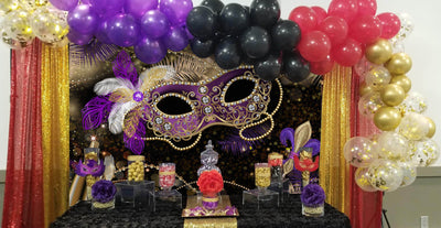 Mocsicka Masquerade Party Decor Gold Feather Champagne Photo Backdrop