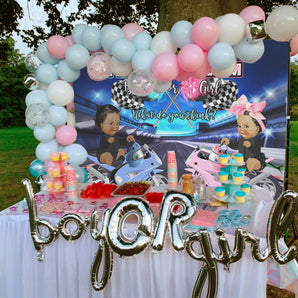 Mocsicka Locomotive Boy or Girl Gender Reveal Party Backdrop-Mocsicka Party