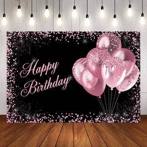 Mocsicka Pink Dots and Balloons Happy Birthday Background-Mocsicka Party