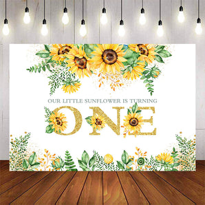 Mocsicka Our Little Sunflower is Turning One Birthday Background-Mocsicka Party