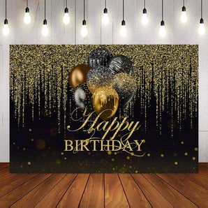 Mocsicka Balloons and Golden Dots Happy Birthday Background-Mocsicka Party